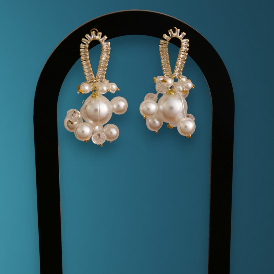 Pearl Cluster Drop Earrings