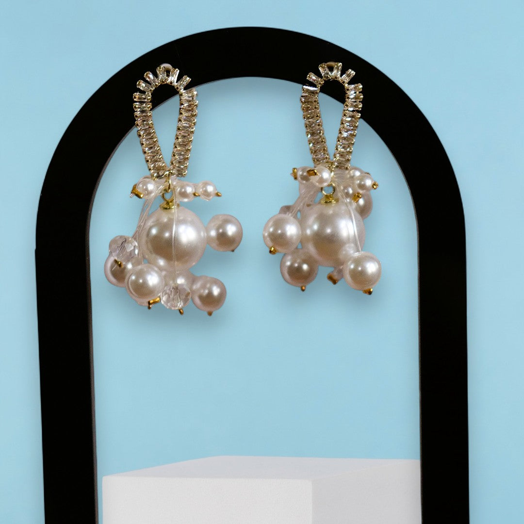 Pearl Cluster Drop Earrings