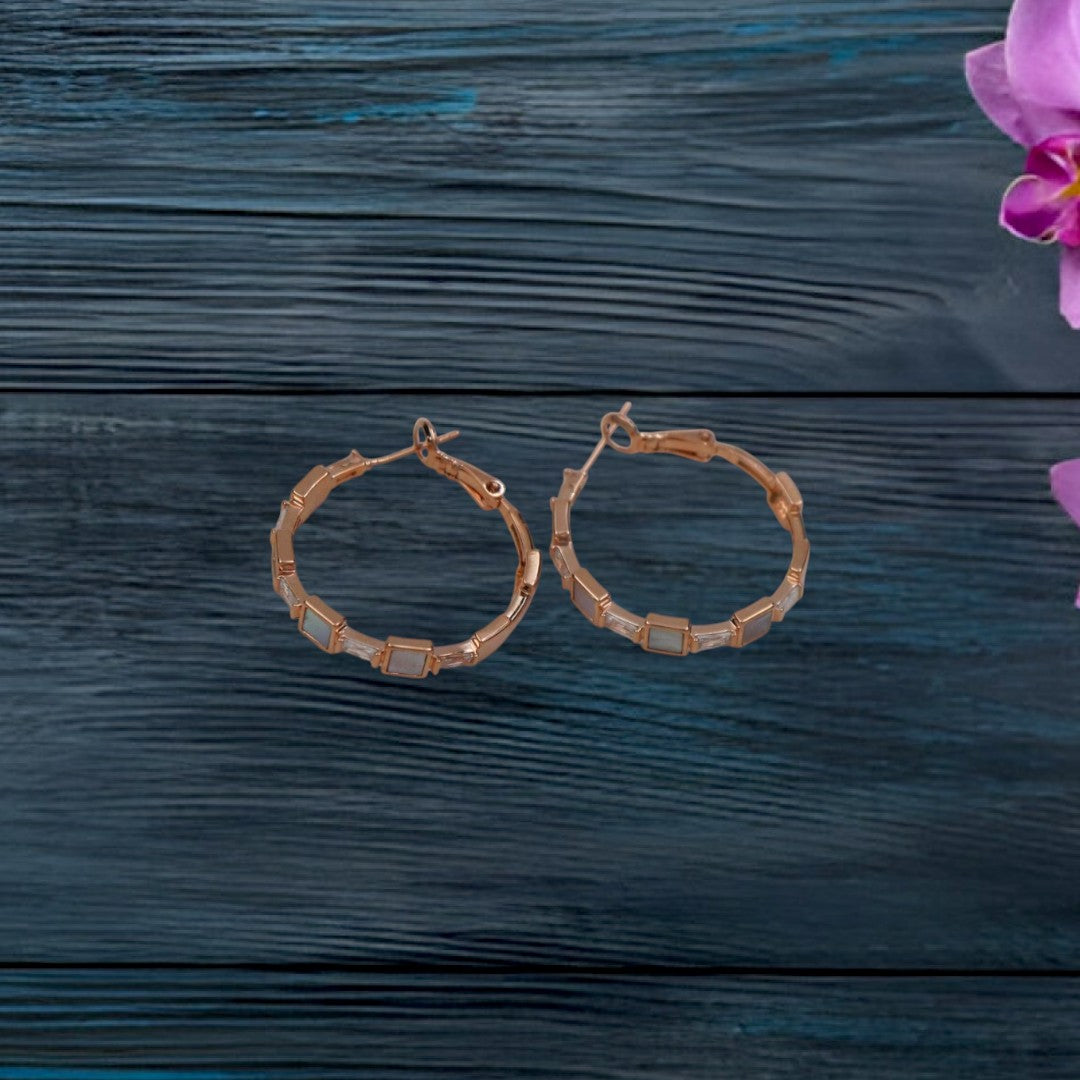 Rose-Gold MOP Hoop Earrings