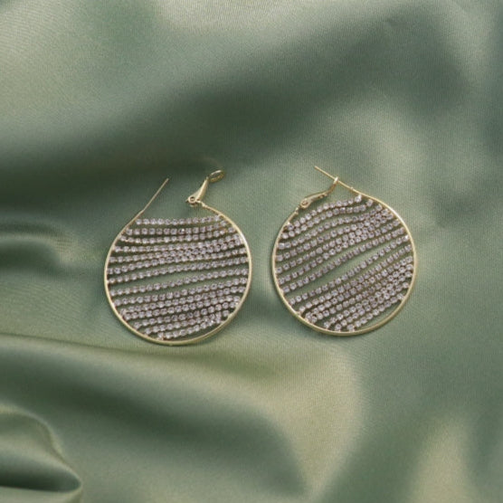Rhinestone Round Hoop Earring