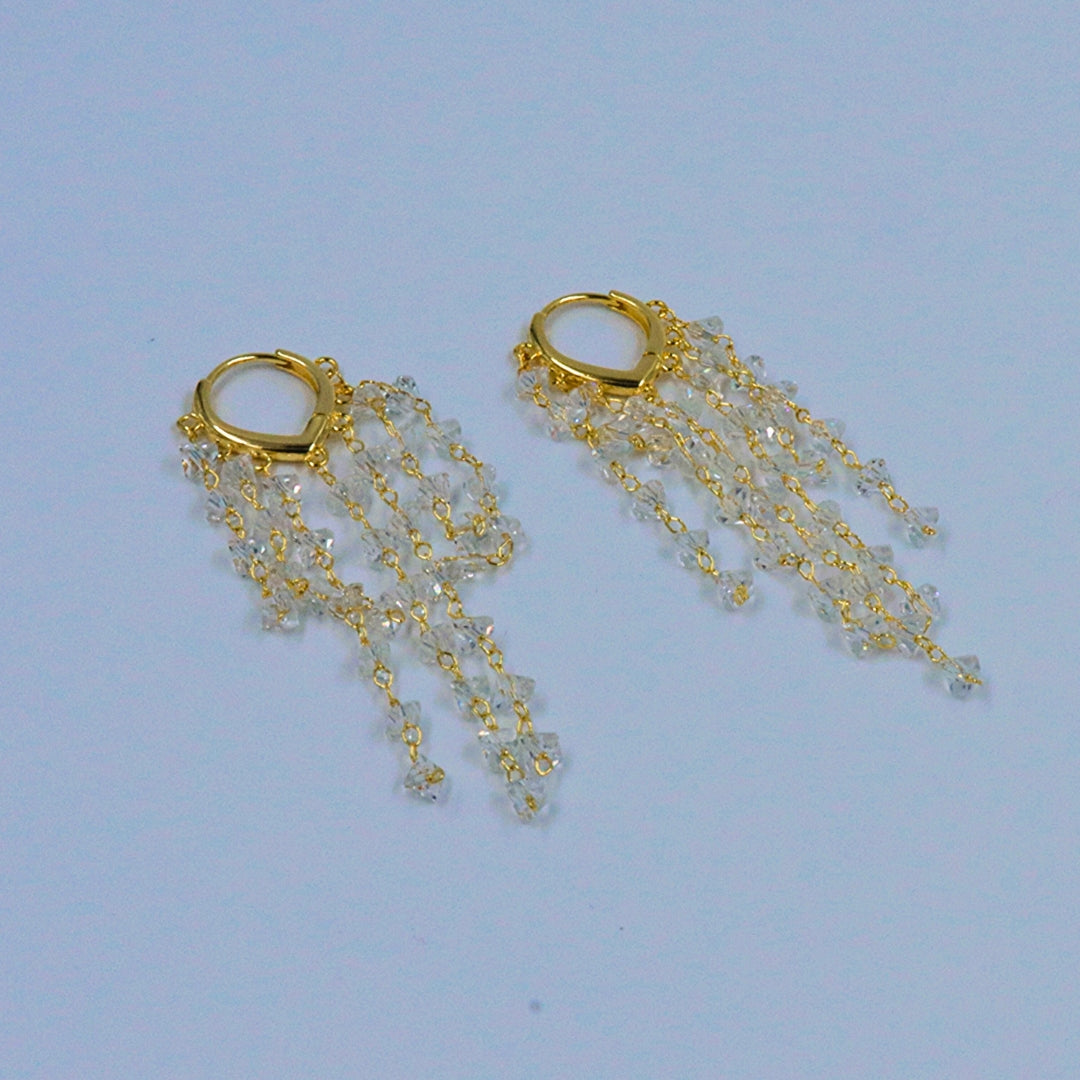 Gold Hoop Tassel Earrings