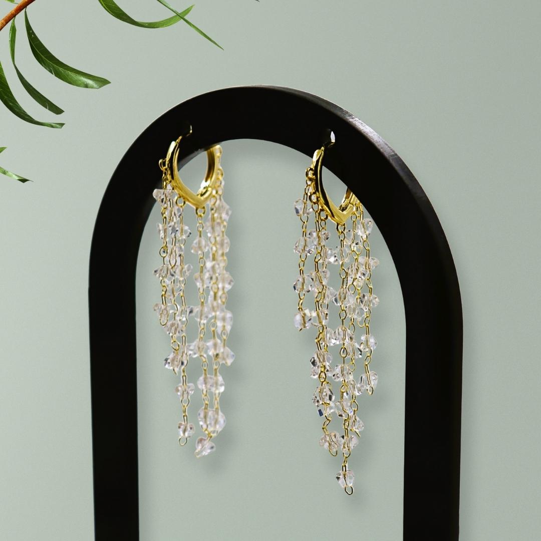 Gold Hoop Tassel Earrings