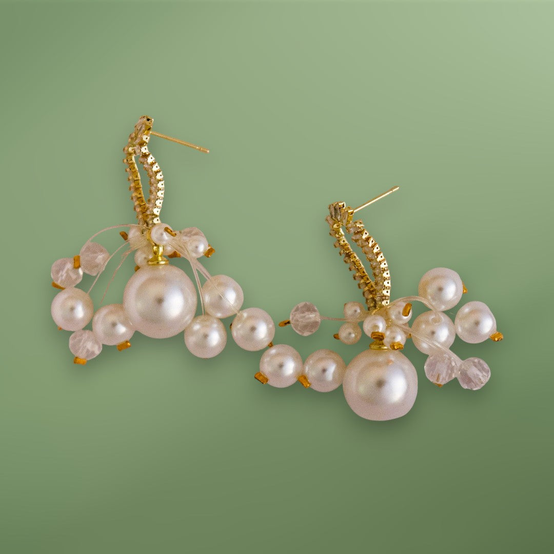 Pearl Cluster Drop Earrings