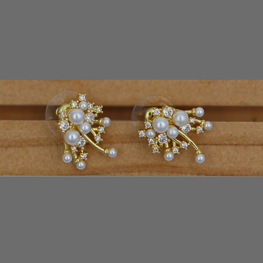 Gold Plated Pearl AD Earrings