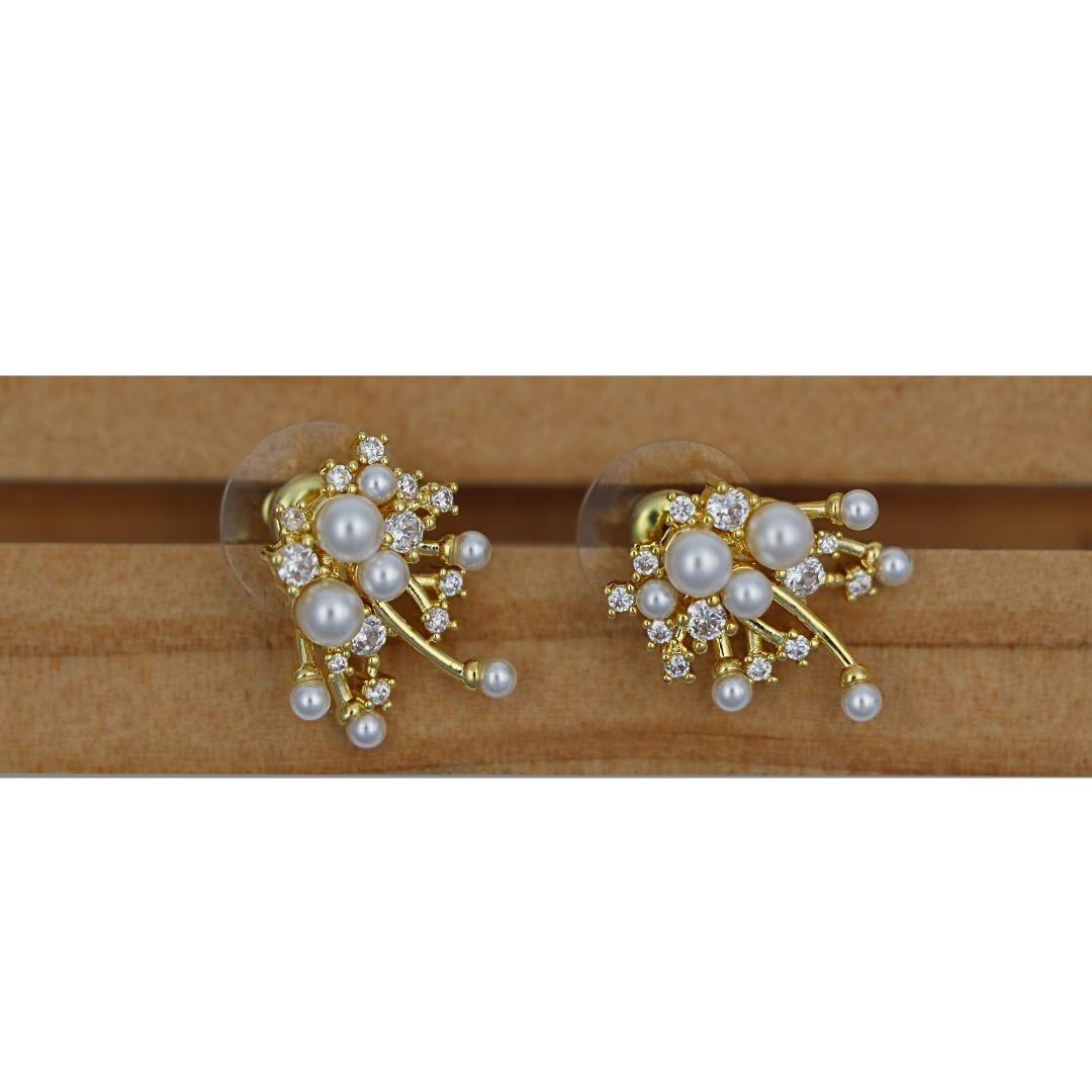 Gold Plated Pearl AD Earrings