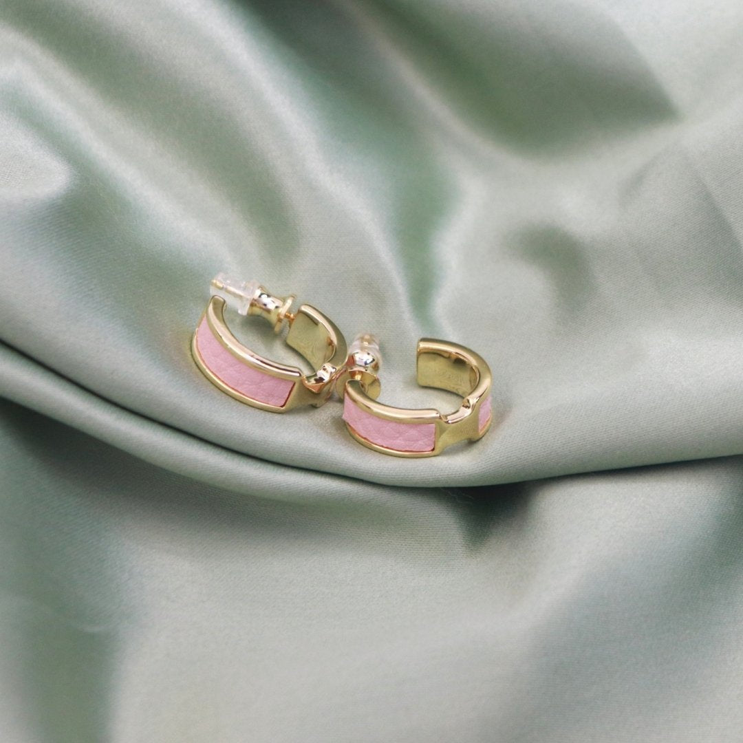 Gold-Plated & Pink Circular Earrings
