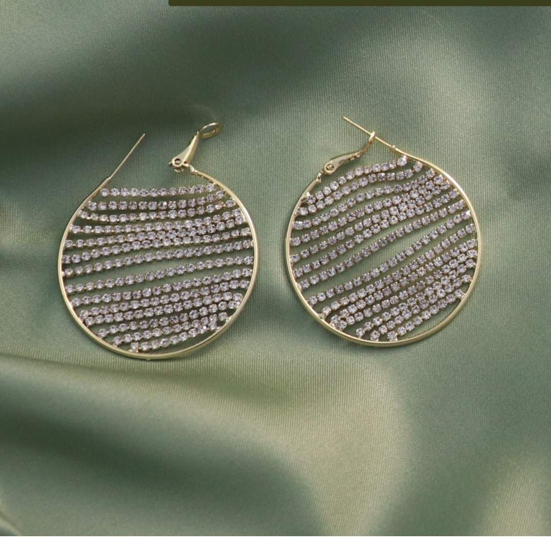 Rhinestone Round Hoop Earring