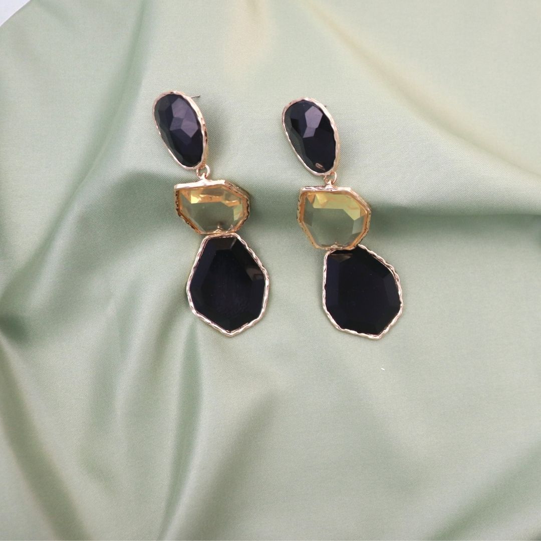 Black Geometric Danglers