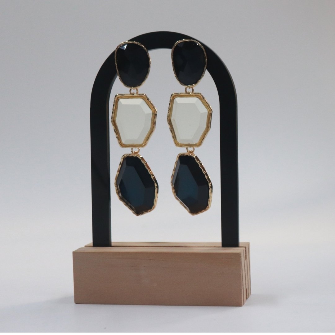 Black Geometric Danglers