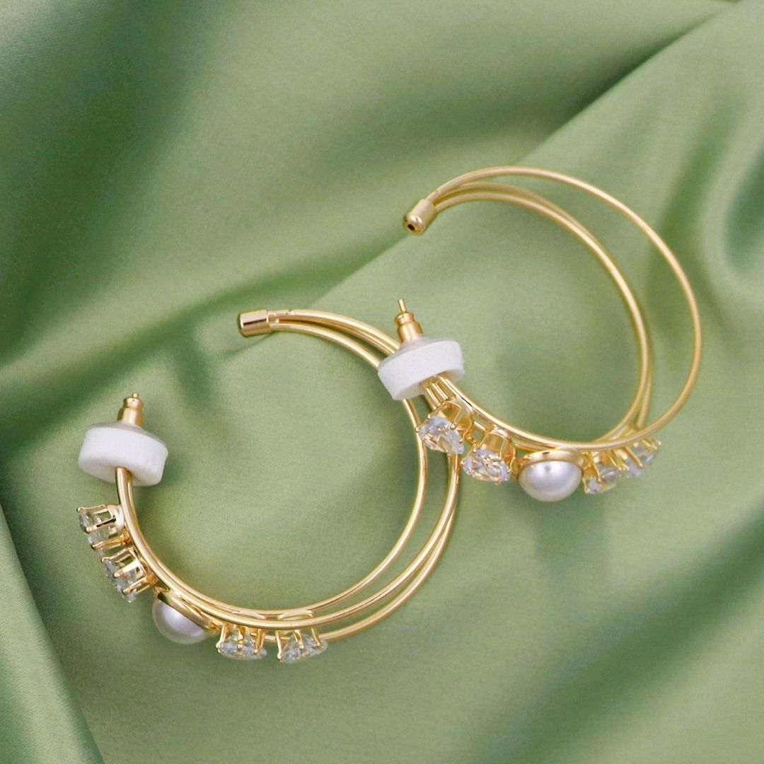 Gold-Toned Contemporary Hoop Earrings