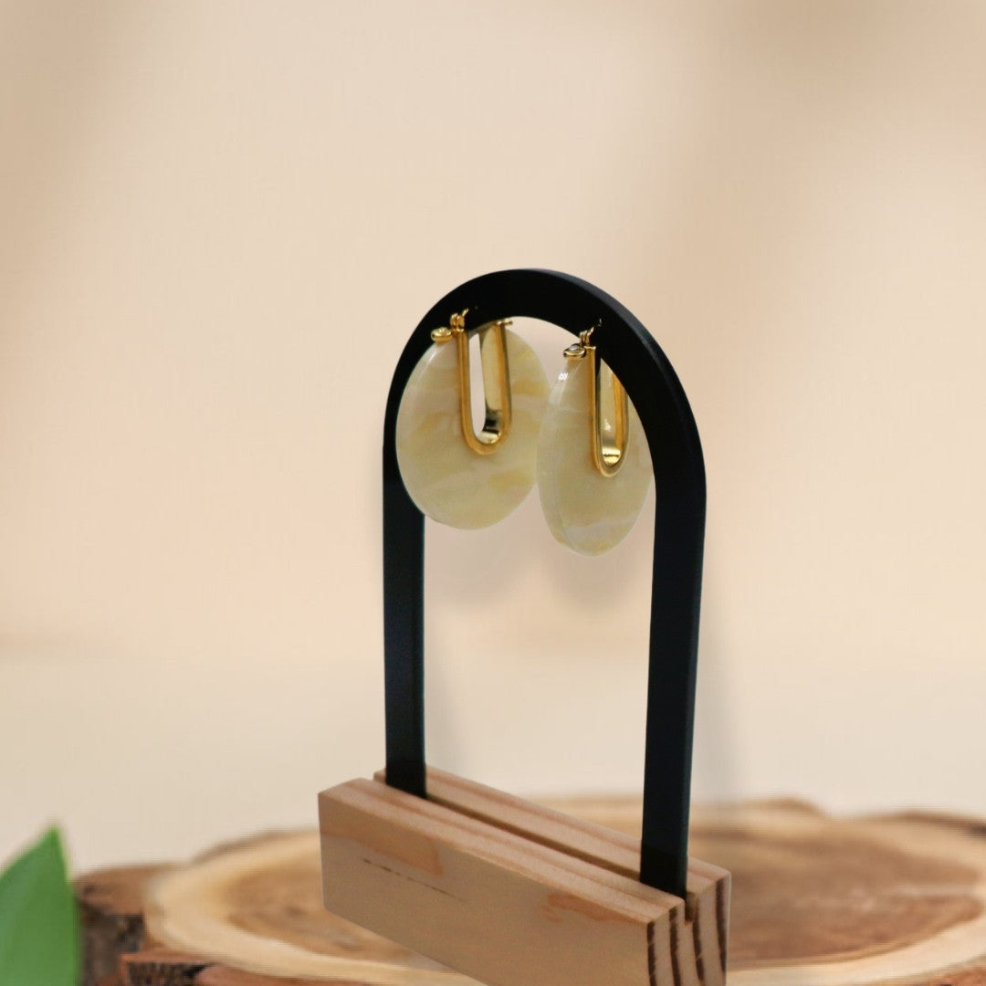 Marble Resin Circle Earrings