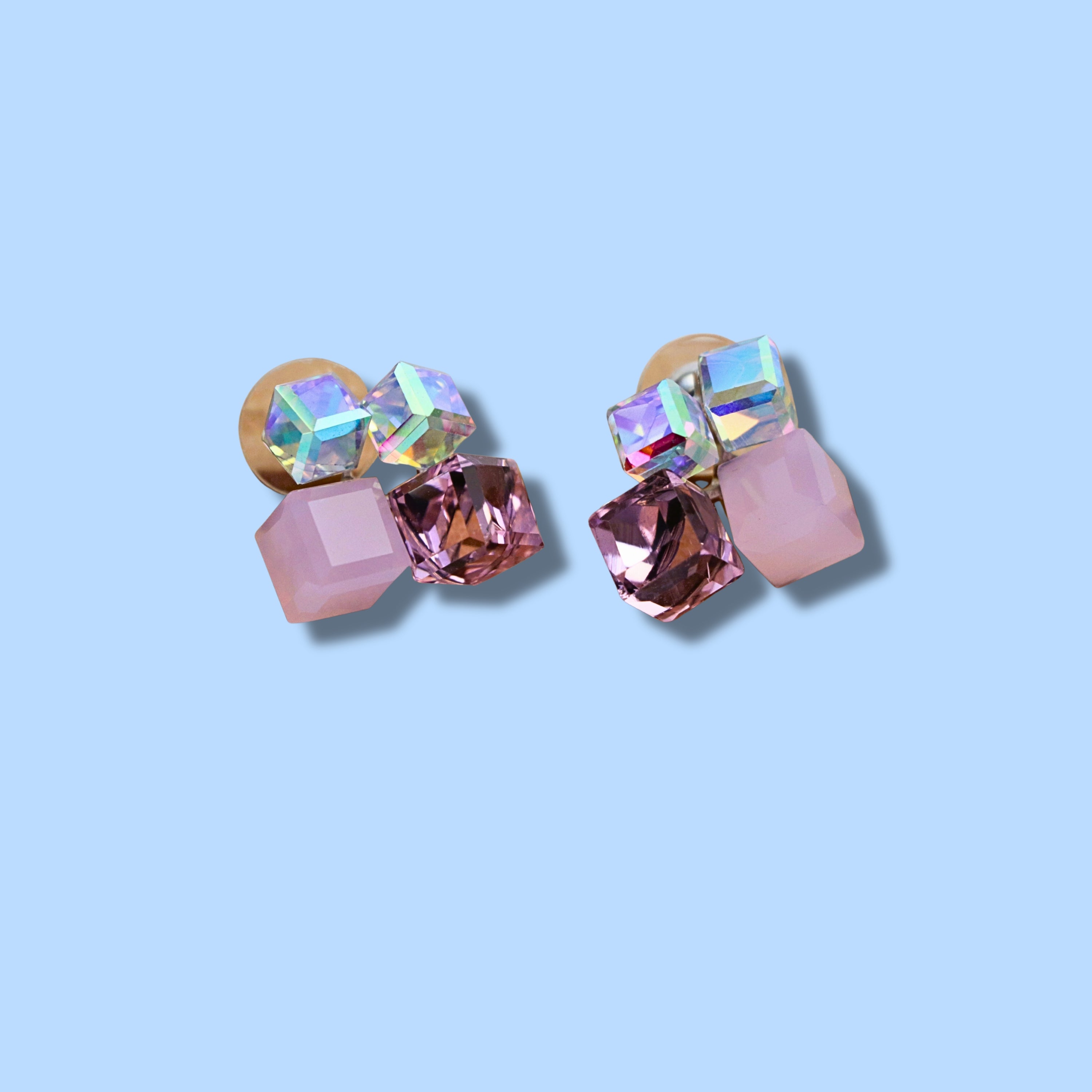 Crystal Cube Stud Earrings