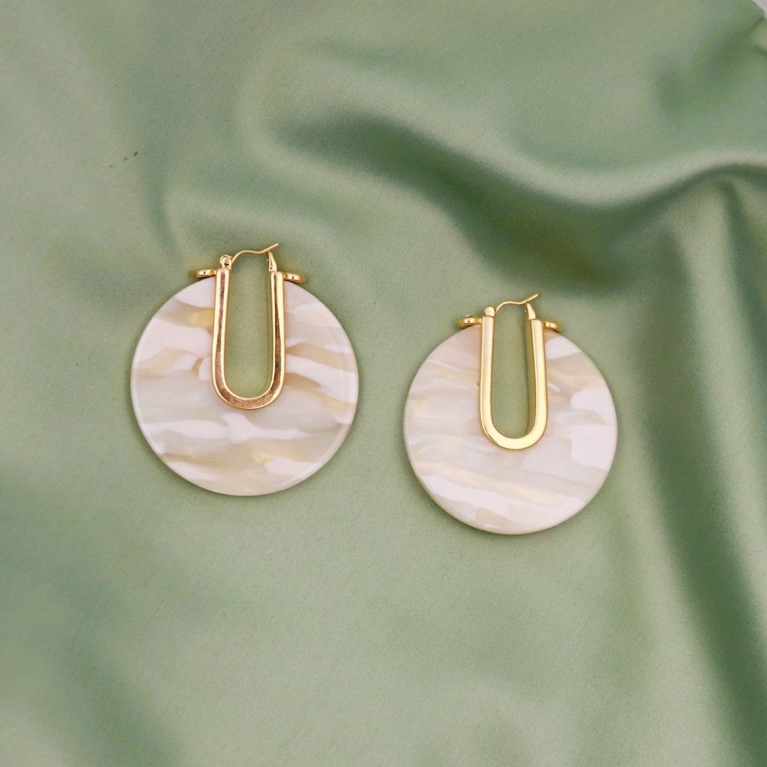 Marble Resin Circle Earrings