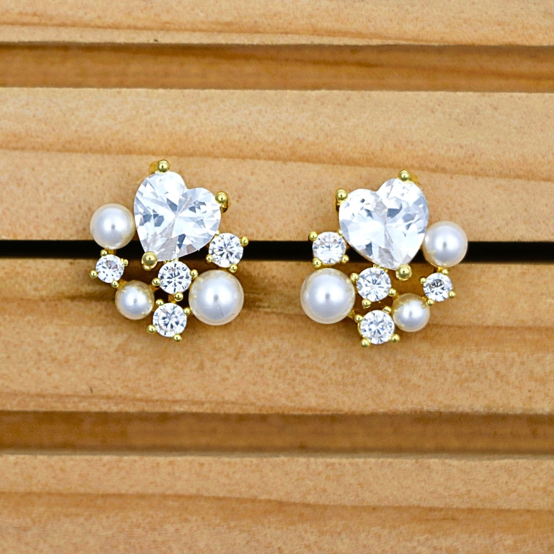 Heart Pearl Cluster Earrings