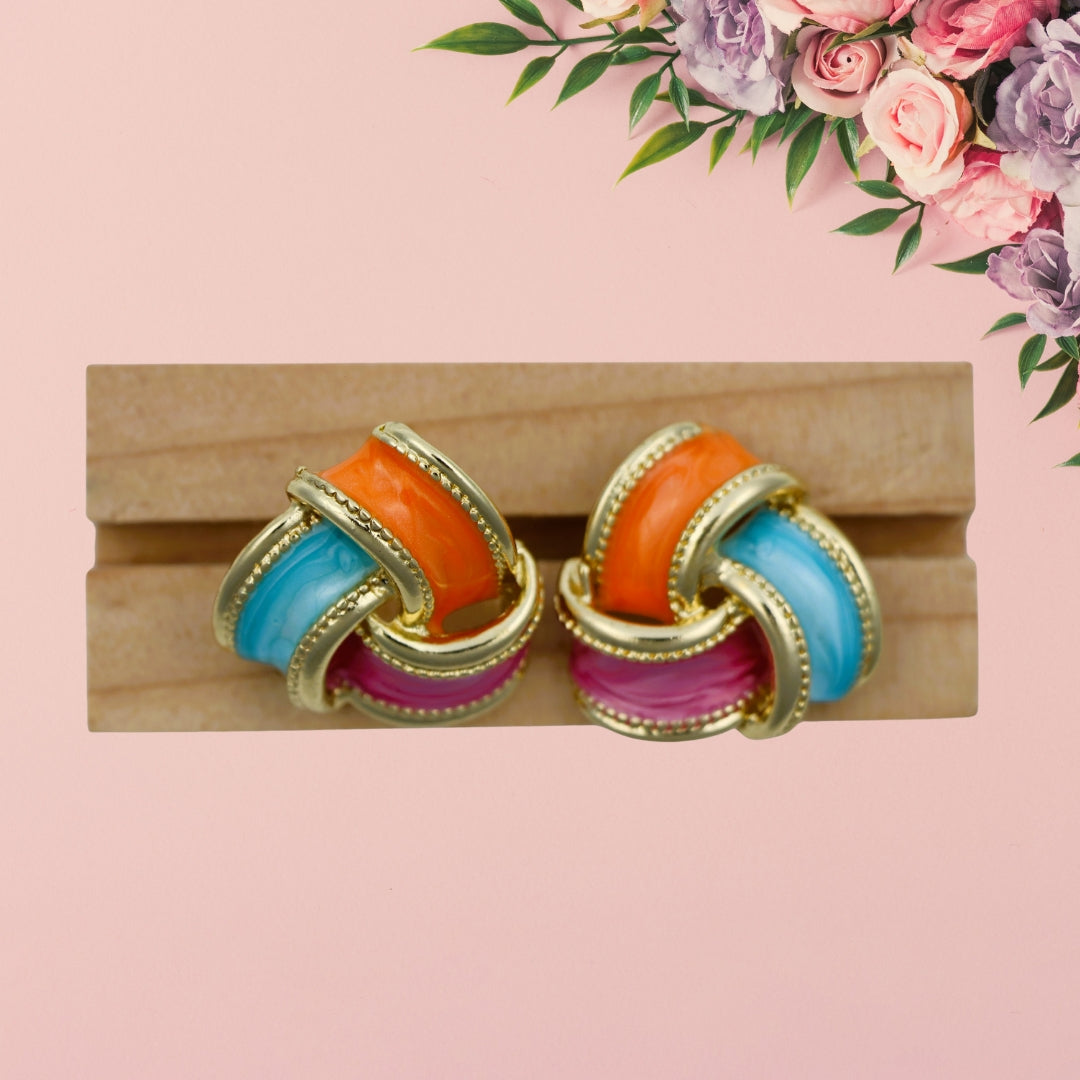 Colorful Spiral Triangle Earrings