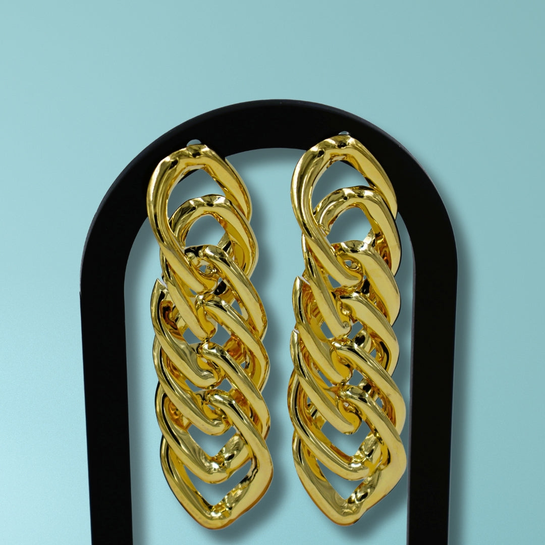 Gold Plated Chain Link Drop Earrings