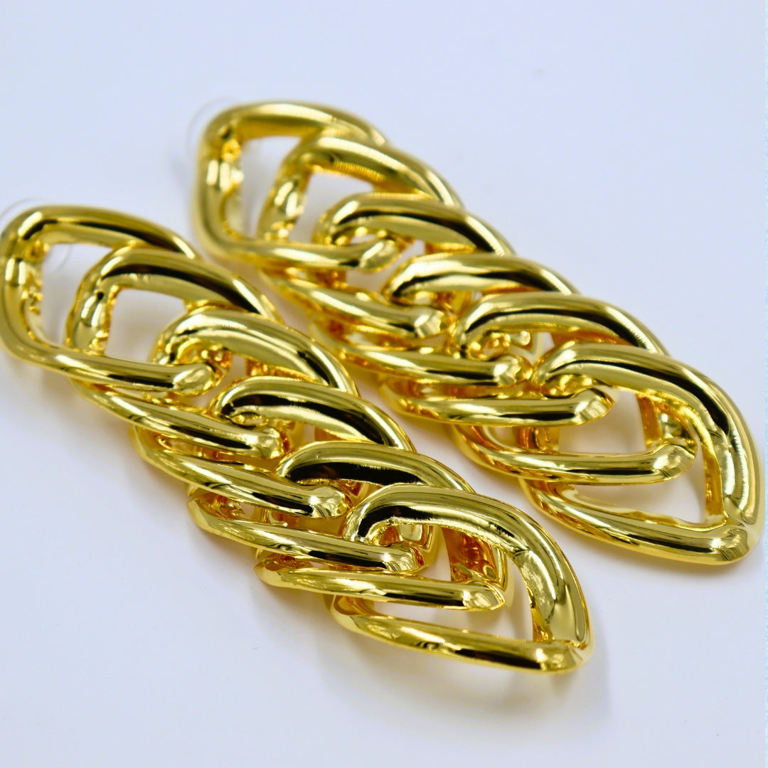 Gold Plated Chain Link Drop Earrings