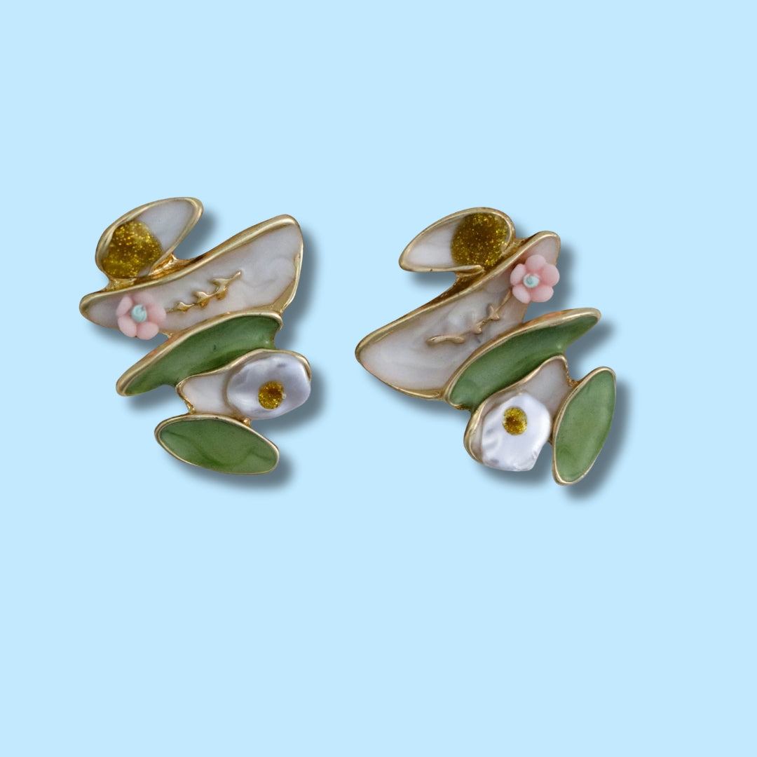 Vintage Floral Green Earrings