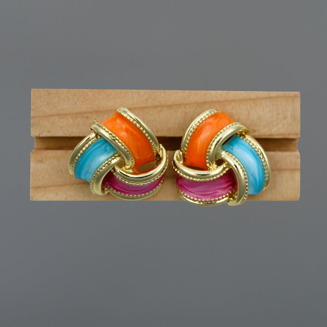 Colorful Spiral Triangle Earrings