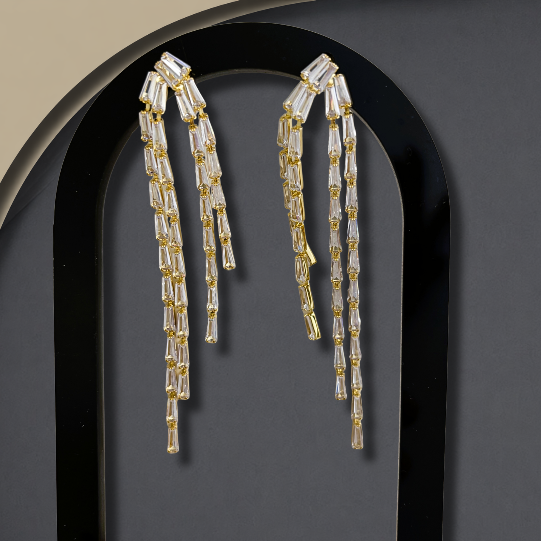 Gold-Plated Contemporary Gold Drop Earrings