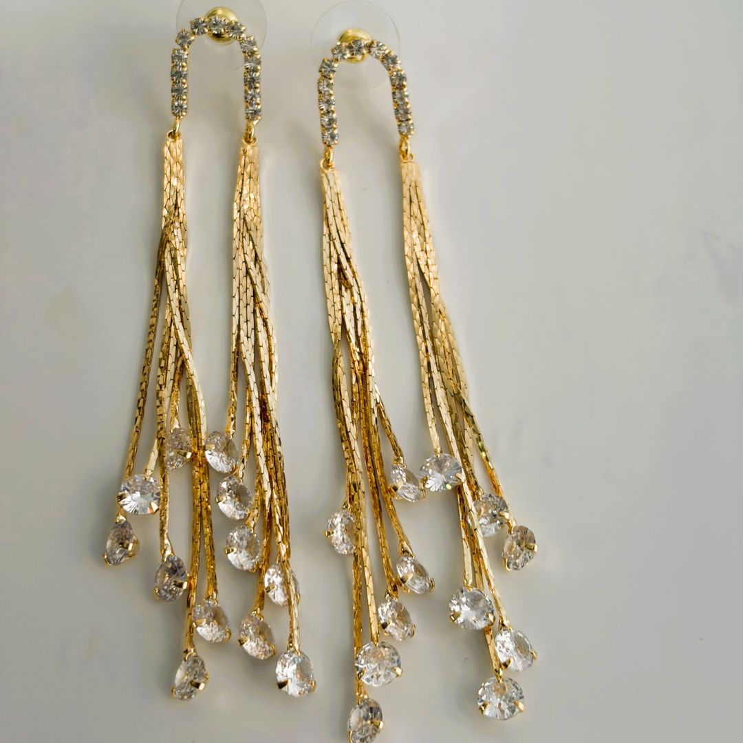 Gold-Toned U-shaped Rhinestone Drops