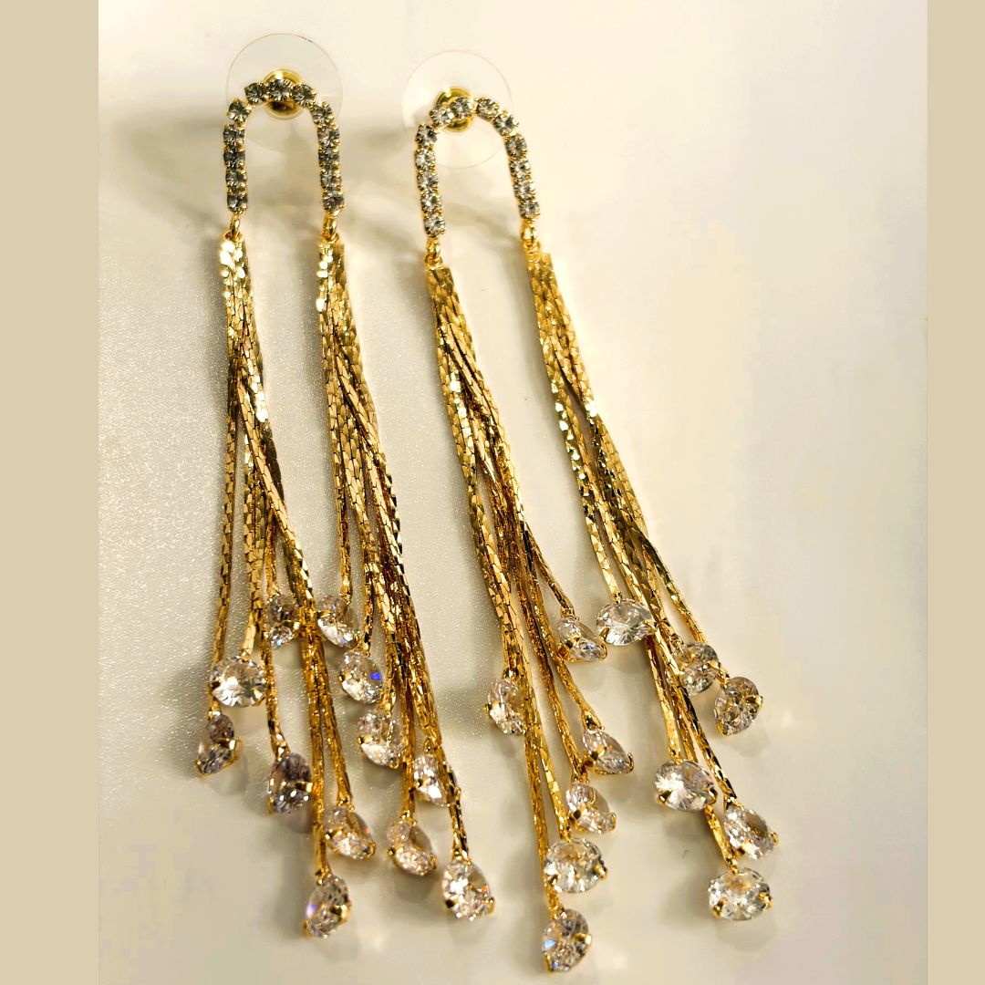 Gold-Toned U-shaped Rhinestone Drops