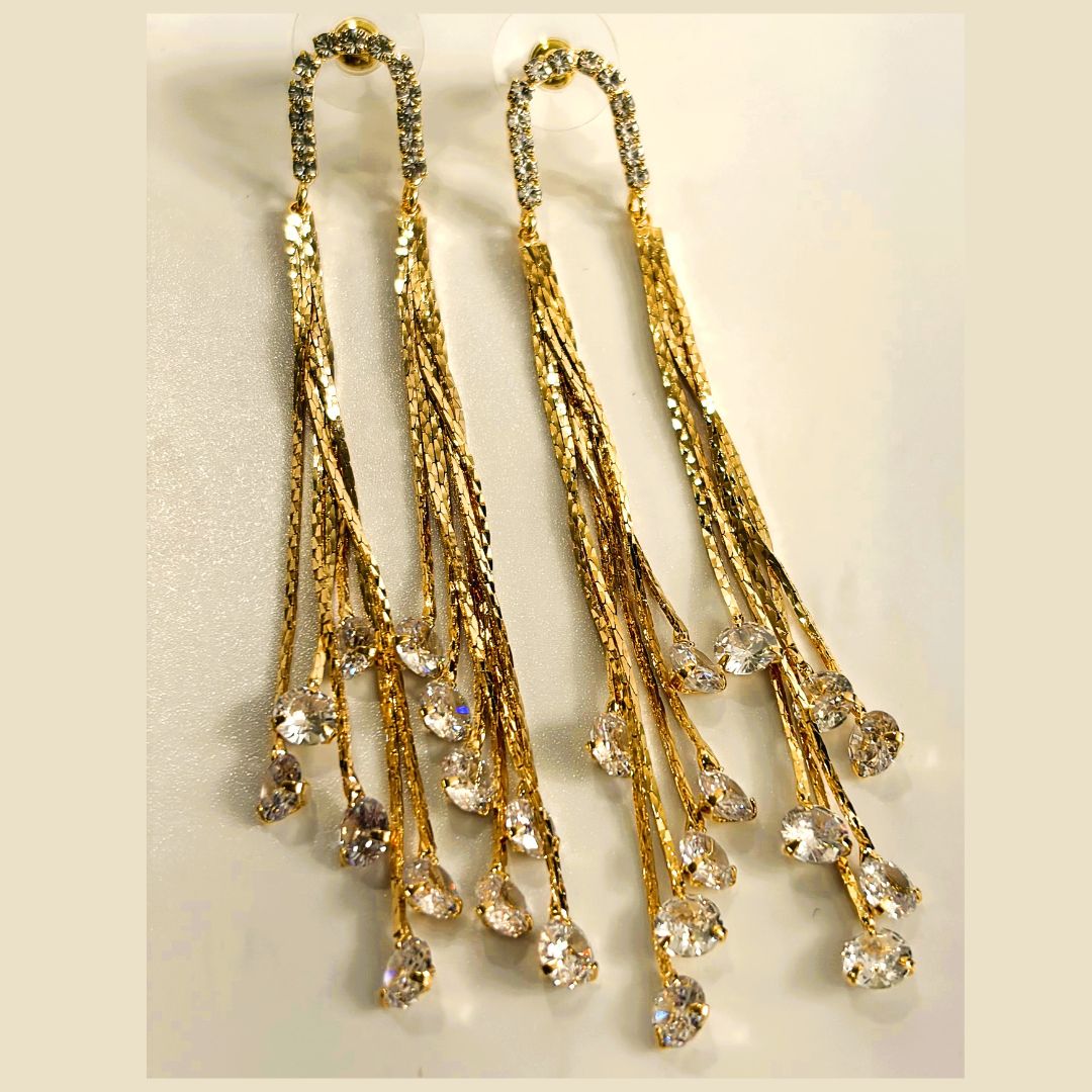 Gold-Toned U-shaped Rhinestone Drops