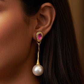 Pearl and Pink Stone Dangle