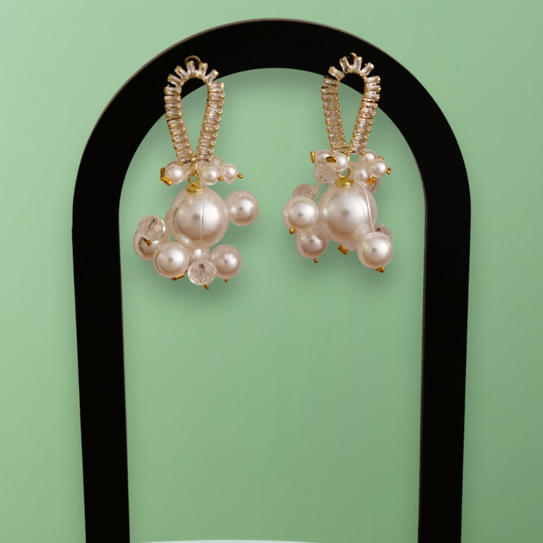 Pearl Cluster Drop Earrings