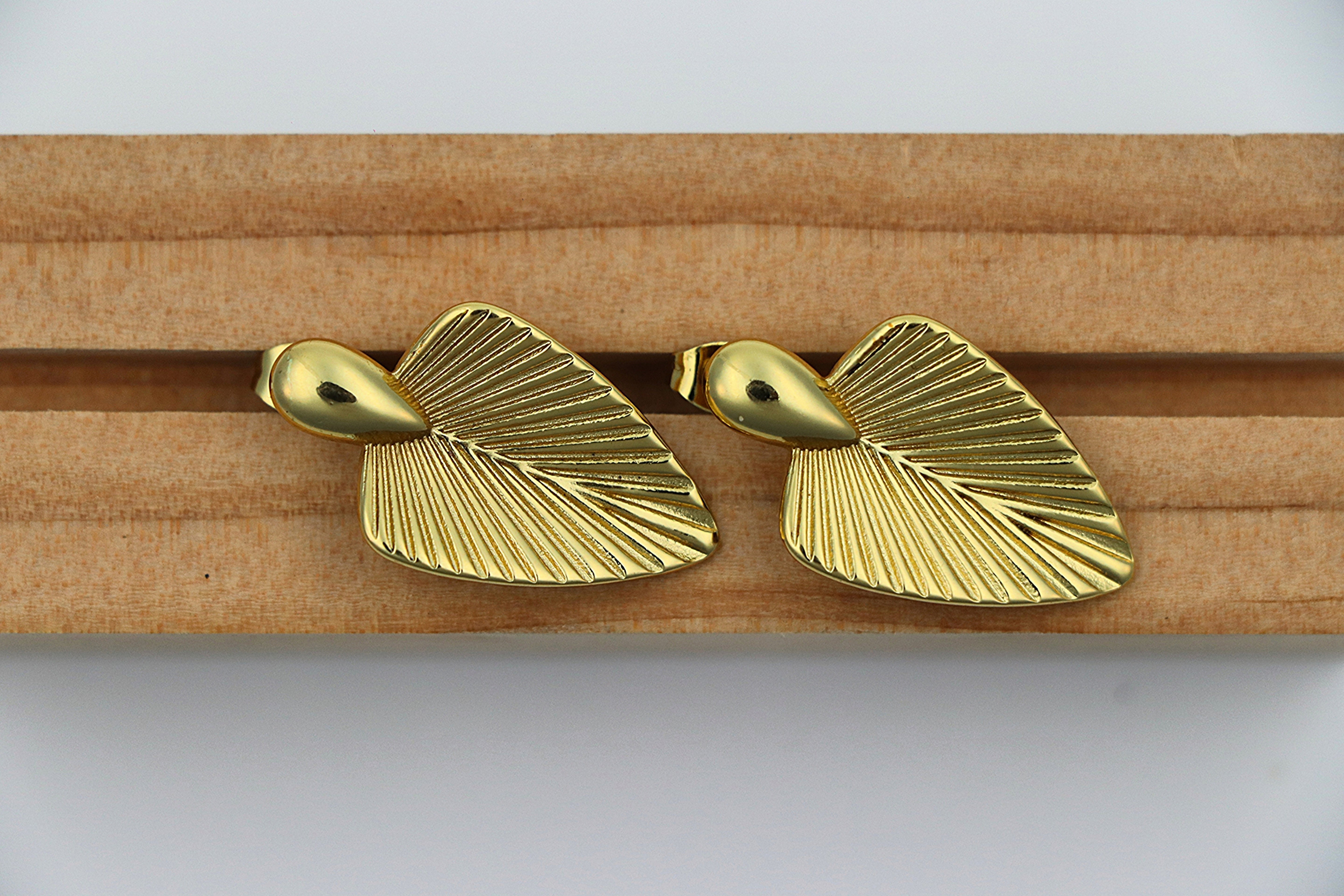 Gold-Plated Leaf Earrings