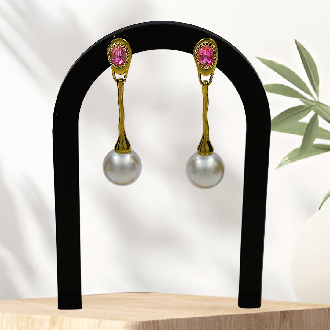 Pearl and Pink Stone Dangle