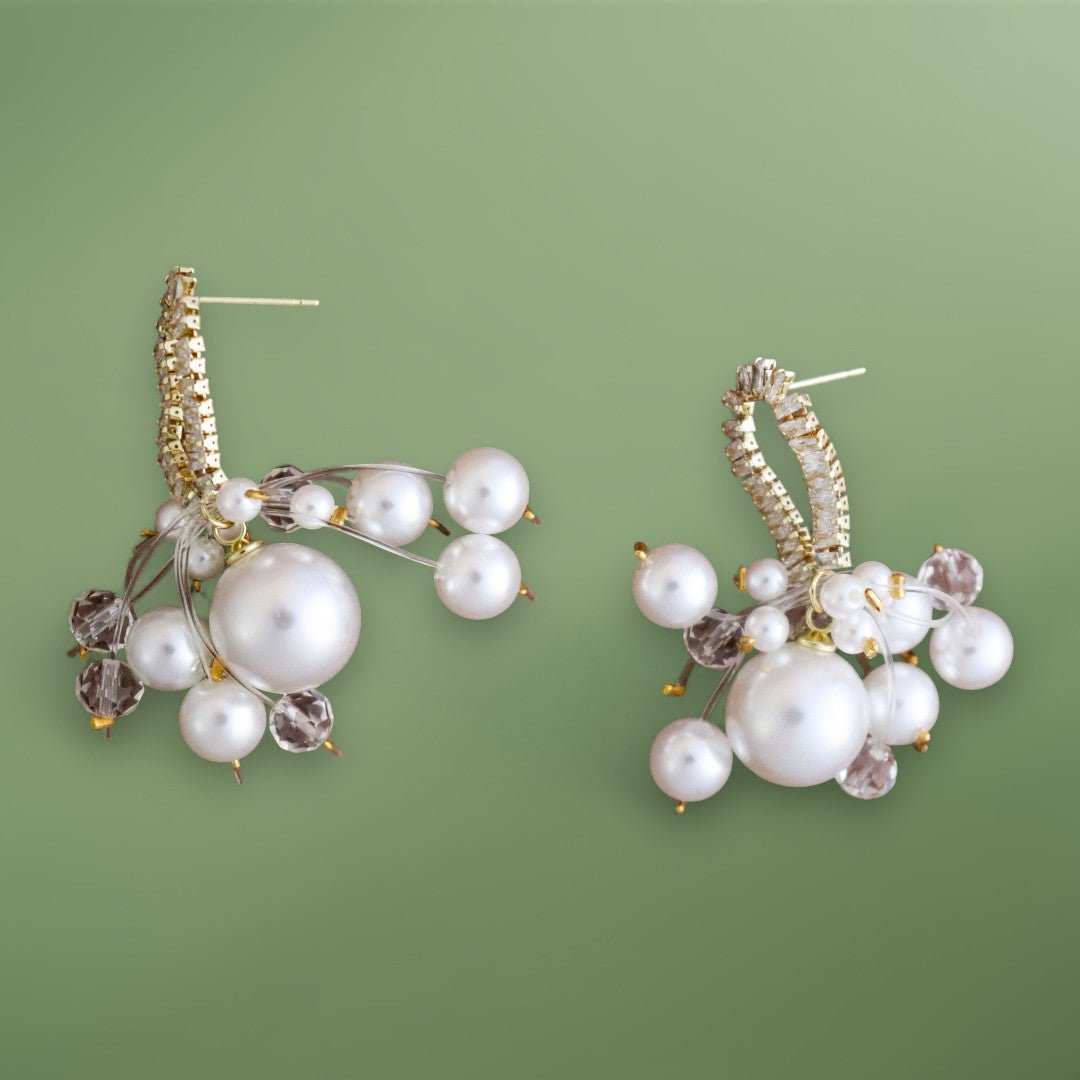 Pearl Cluster Drop Earrings
