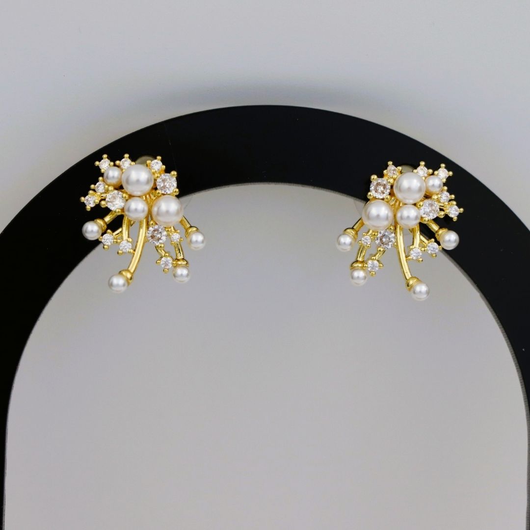 Gold Plated Pearl AD Earrings
