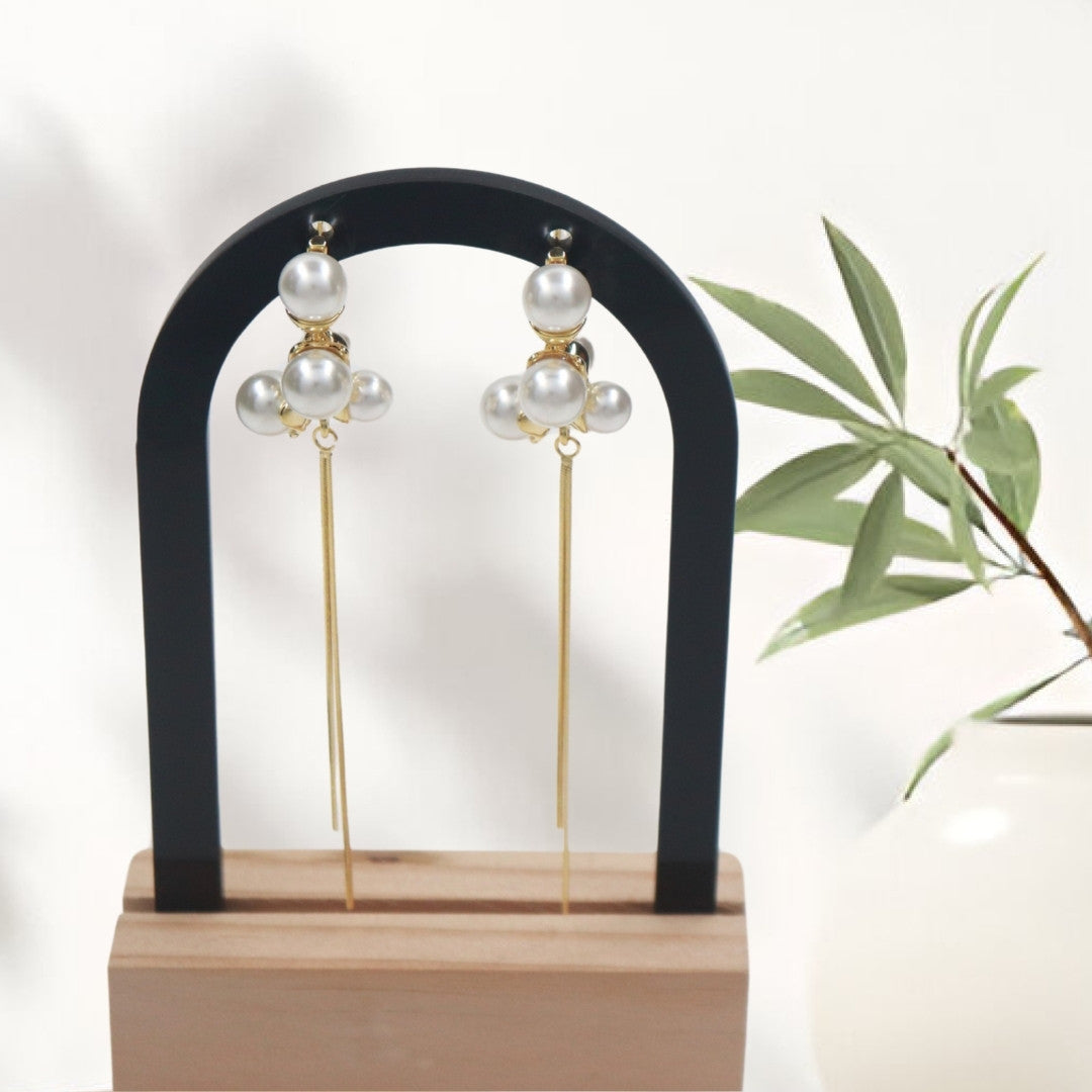 Pearl Cluster Dangler Earrings