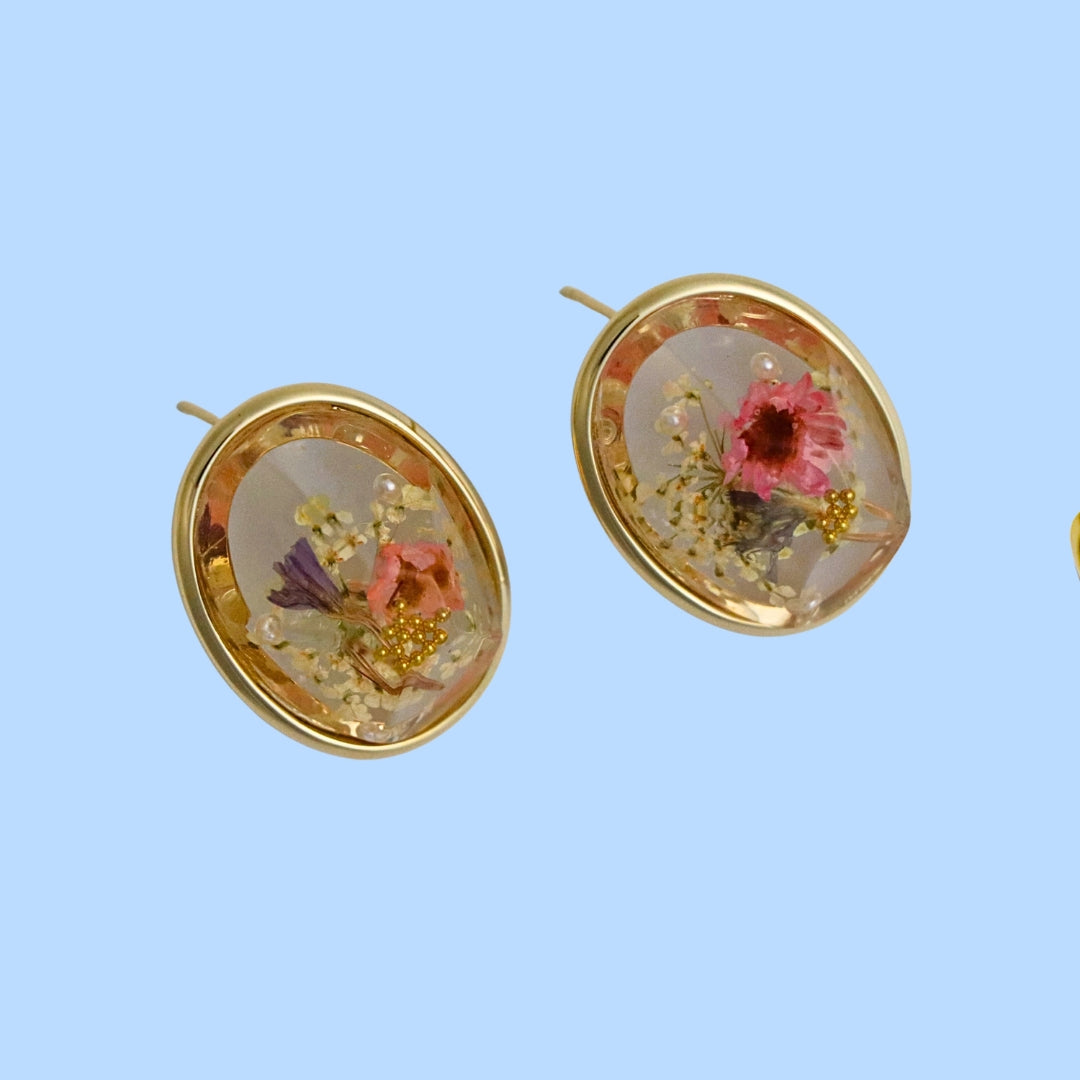 Handcrafted Nature Flower Resin Earrings