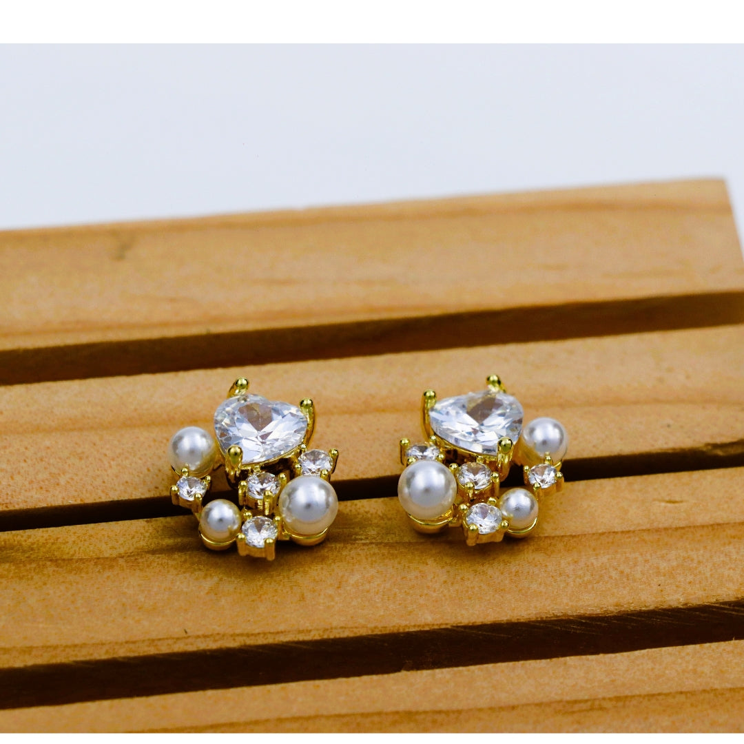 Heart Pearl Cluster Earrings