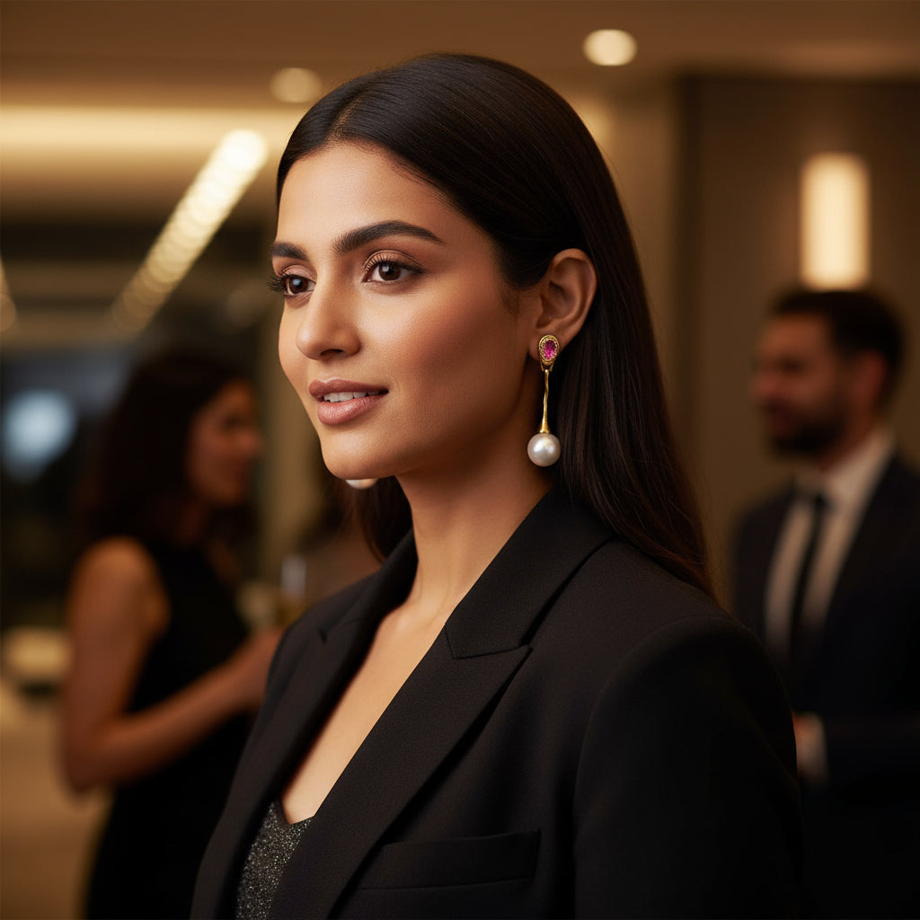 Pearl and Pink Stone Dangle