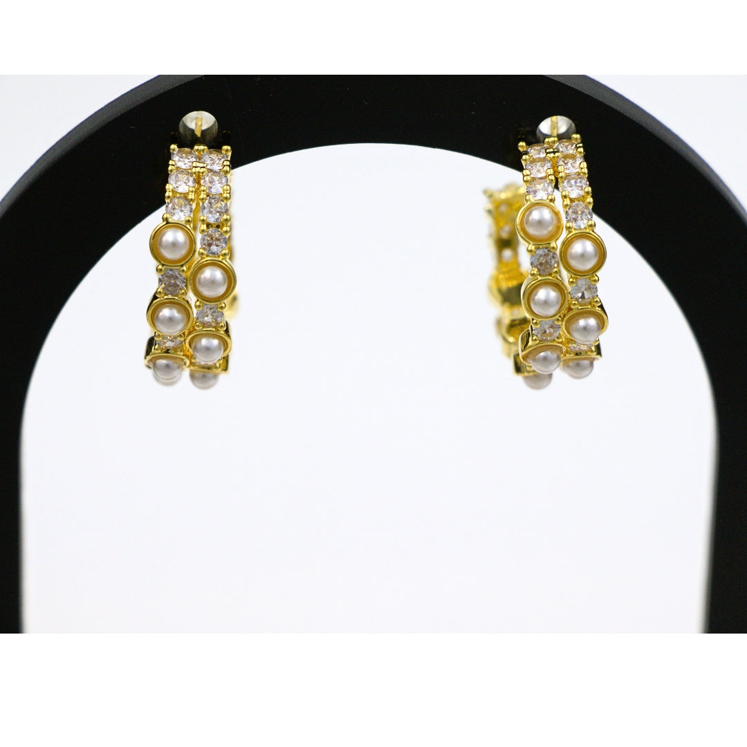 C-Shaped Pearl Hoop Earrings