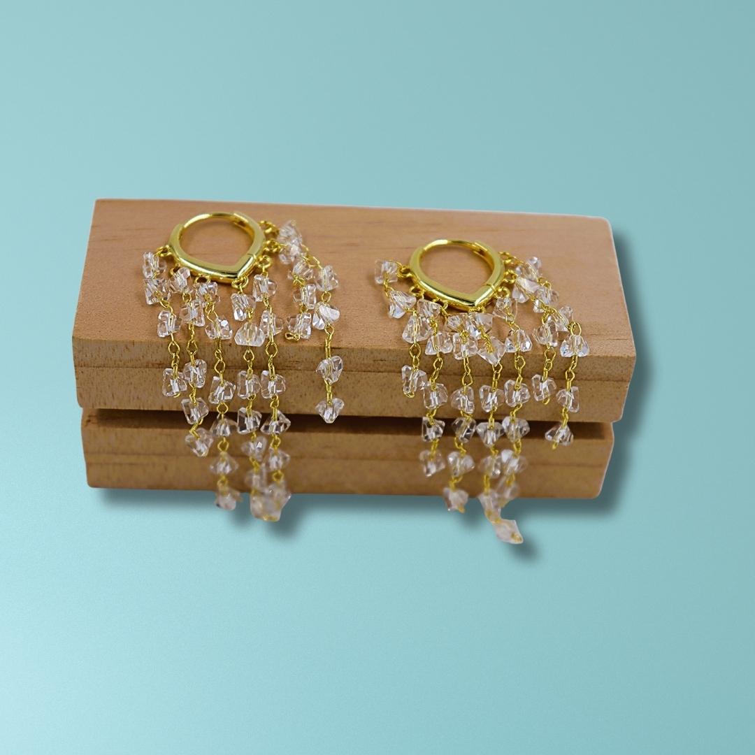 Gold Hoop Tassel Earrings