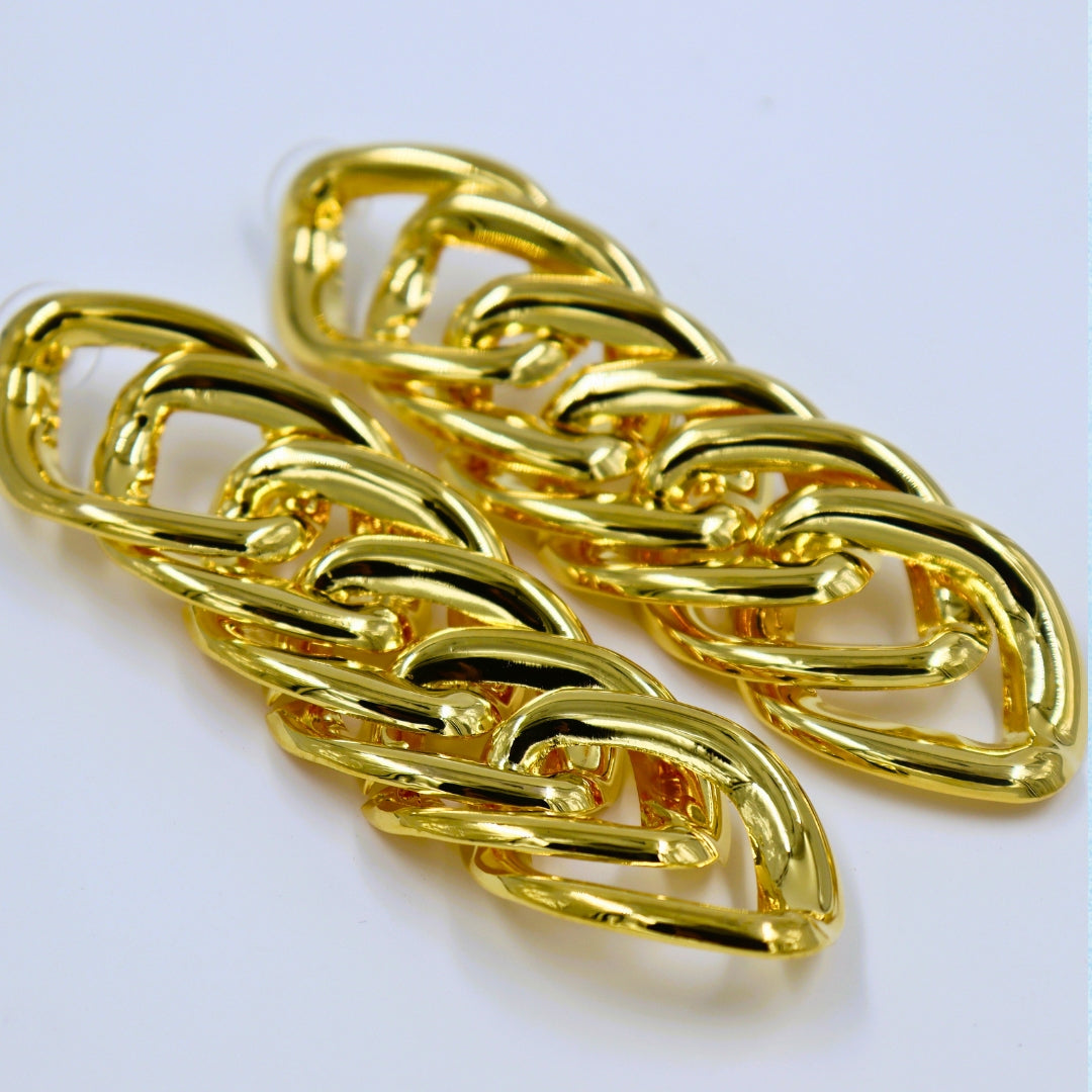 Gold Plated Chain Link Drop Earrings