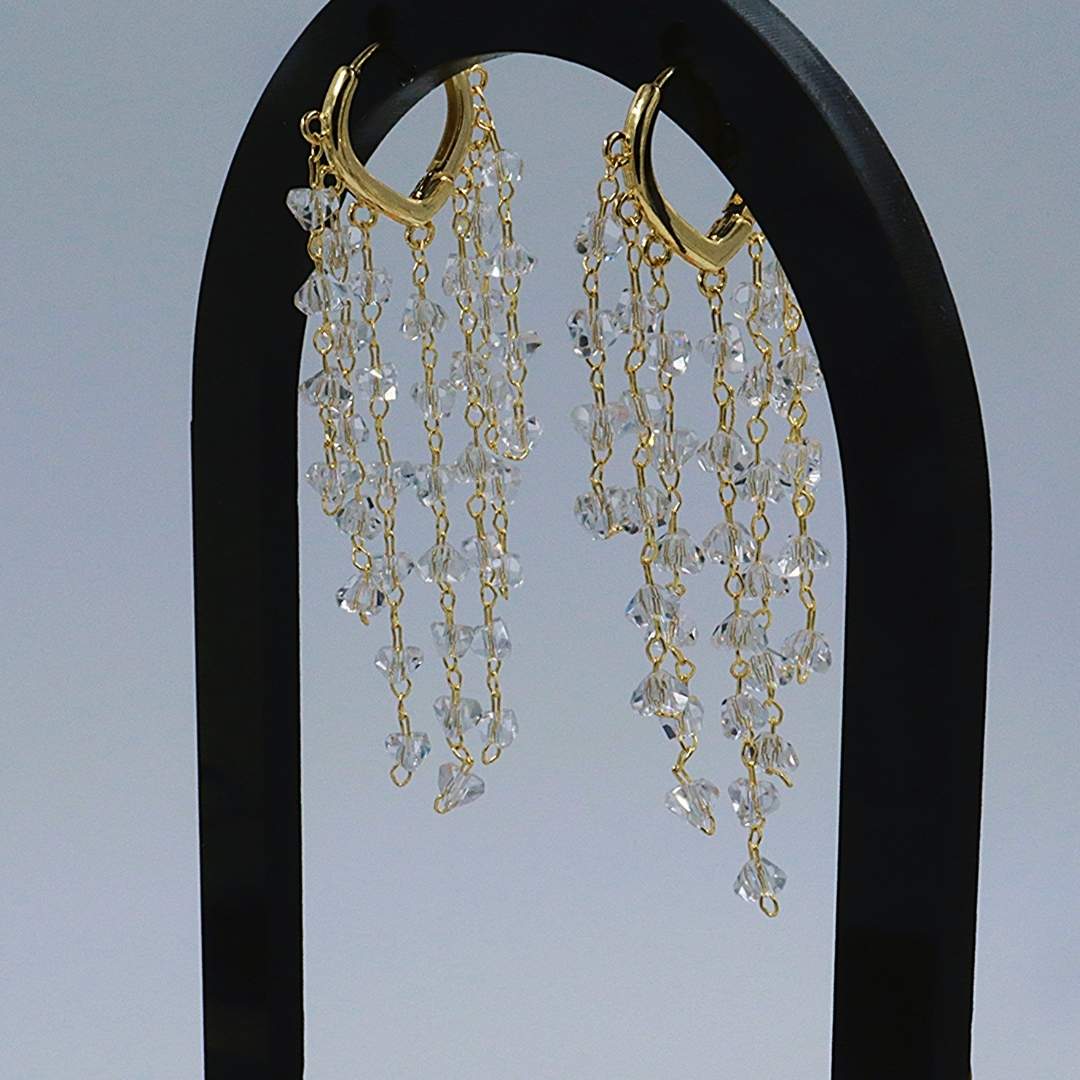 Gold Hoop Tassel Earrings