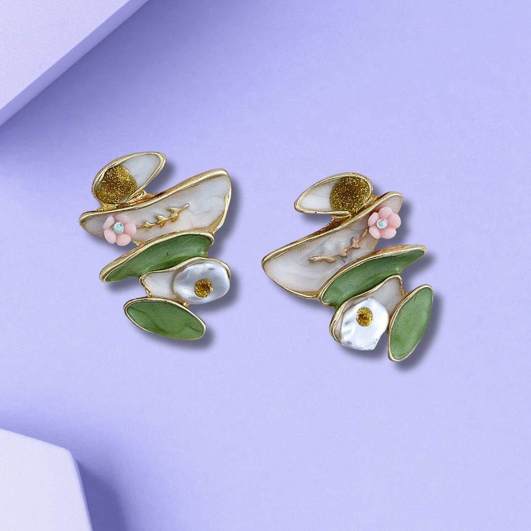 Vintage Floral Green Earrings